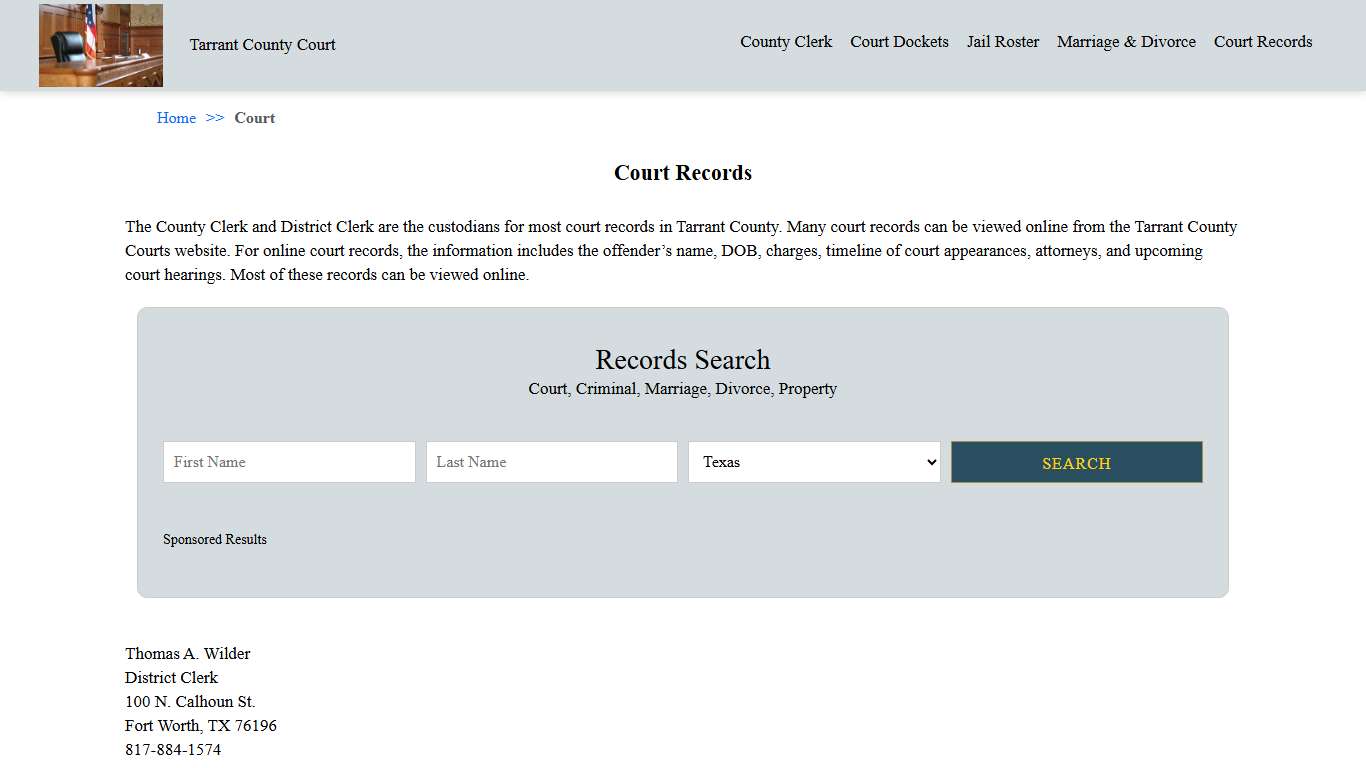 Court Records | Tarrant County Court
