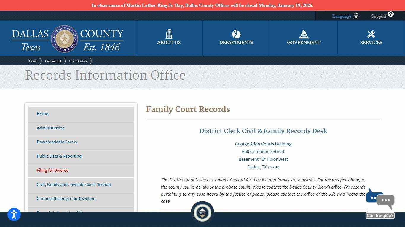 District Clerk | Family Court Records
